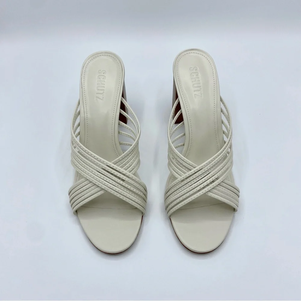 SCHUTZ Pearl Evangeline Block Heel Slide Sandal